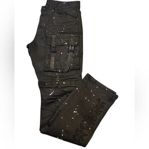 Smoke Rise Denim Co Black Jeans Pants with Paint Splatter Sequin Detail 34x34